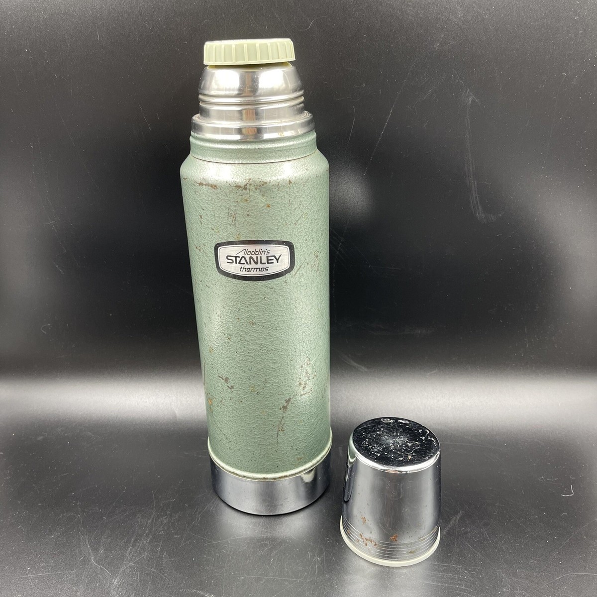 Aladdin Stanley Thermos A-944C Green Metal 1 Quart 32 Oz Vintage