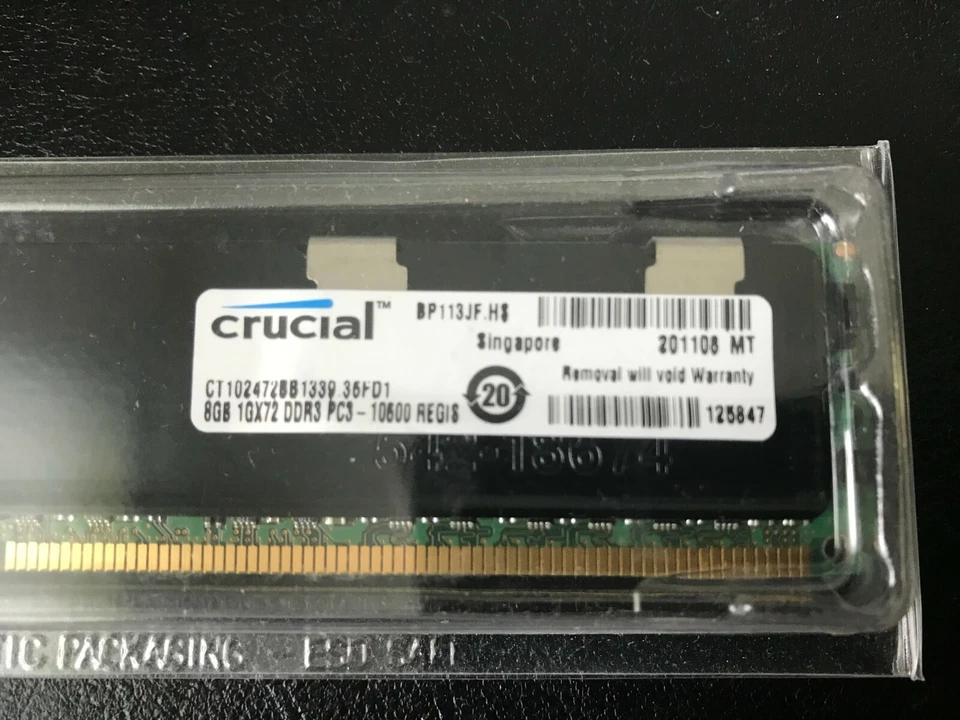 NEW Crucial 24GB (3x8GB) DIMM 240-pin ECC Registered DDR3 1333 Server Memory - Image 4 of 4
