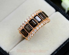6X4 MM Smoky Natural Gemstone 14K Rose Gold Plating Wedding Ring For Women