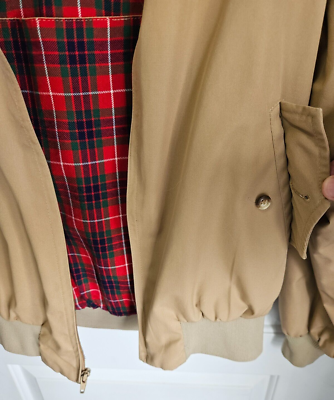 Baracuta by Van Heusen Vtg 80's G-9 Harrington Jacket-Beige/Red