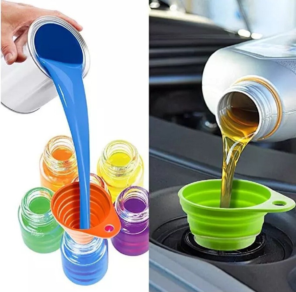 Funnel For Repacking 6 Pack Foldable Silicone Funnels Collapsible Kitchen Funnels for Liquid ...