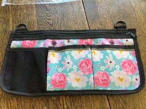 Wheelchair Side Bag, pretty floral  Armrest Storage 5 side pockets+ 1 deep long