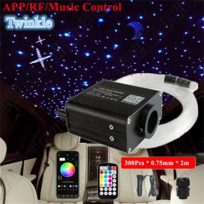 16W RGBW Twinkle Car Headliner Home Star Sky LED Light Kit w/ 300Pcs Fiber Optic