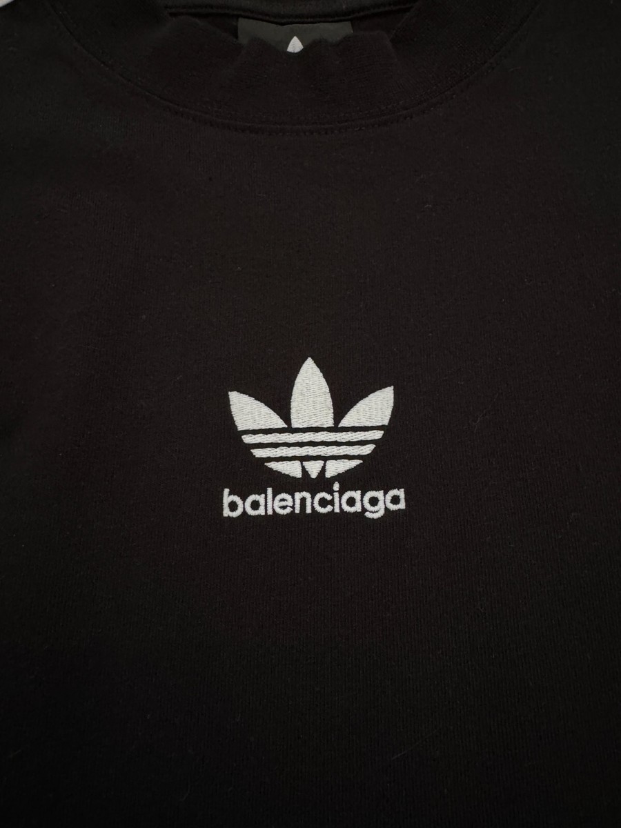 Size 2 (Fits XL) - Balenciaga x adidas Stripes Logo Tee Black | eBay