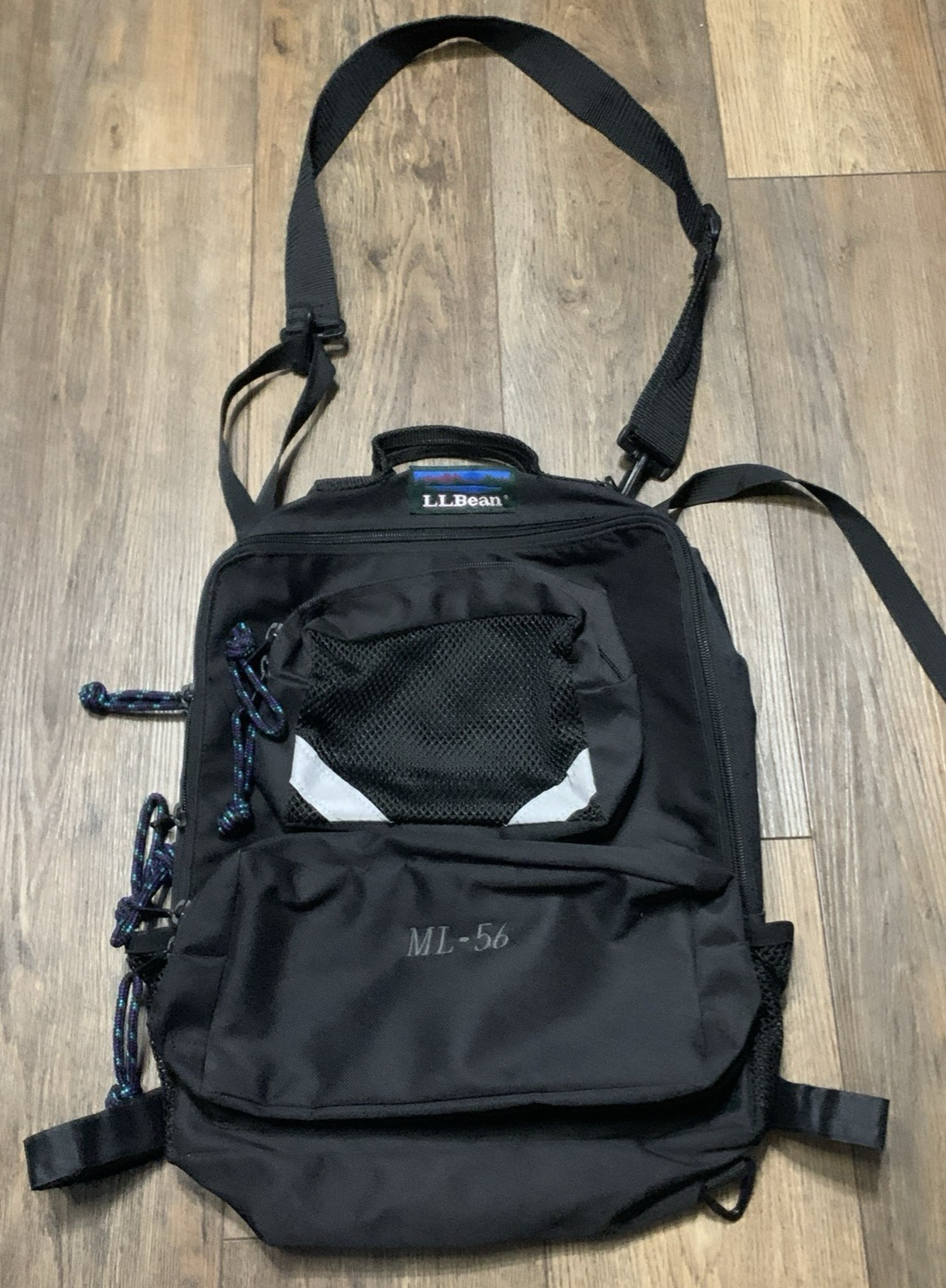 VTG LL Bean Outdoor Travel Work Bag Black Utility Canvas Adjustable Classic