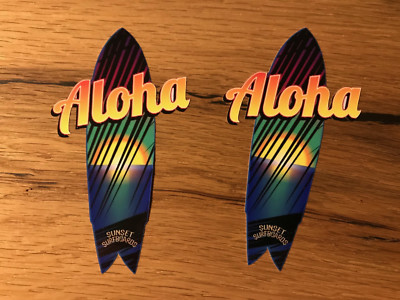 2x Aloha Surf Board Aufkleber Hawaii Vintage Bus Surfer Beach Buggy Retro V8 460