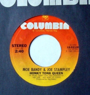 Moe Bandy & Joe Stampley Partners In Rhyme Vinyl Single 7inch Columbia