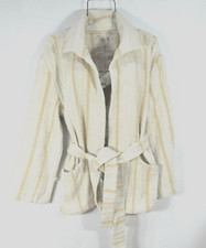 Faherty Women s Travel Jacket Coat M Sand Dune Beige Tie Waist Textured NWT