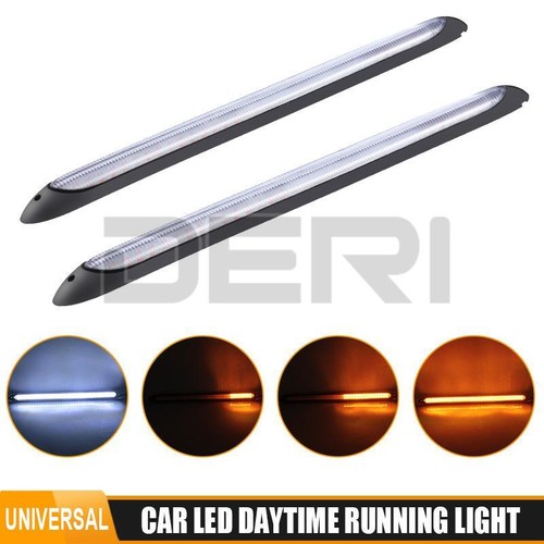 2x Car LED Strip Daytime Running Lights DRL White & Yellow Turn Signal Sequentia - Picture 26 of 33