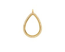 Floating Locket Stainless Steel316L GoldPlated Glass Teardrop Shape Crystals NEW