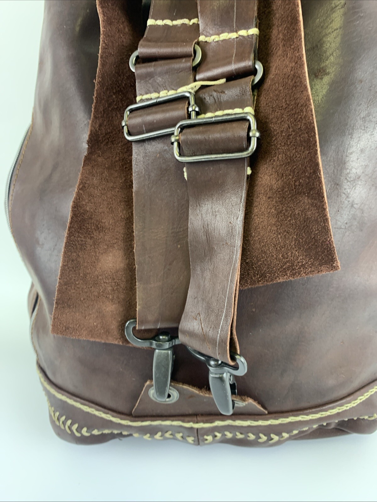 Unbranded Leather Backpack Drawstring Bucket Brow… - image 4