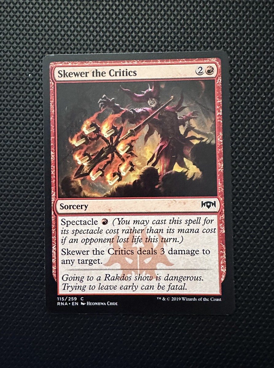 Skewer The Critics Mtg Price Magic: The Gathering Card - Skewer The Critics  (Ravnica Allegiance, Lightly Played/Excellent) Spellseeker Mtg