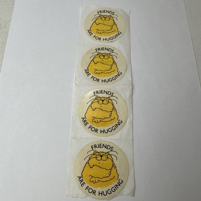 Vintage Russ Prestos Stickers 4ct Style 5234 Friends are for Hugging Dried Glue