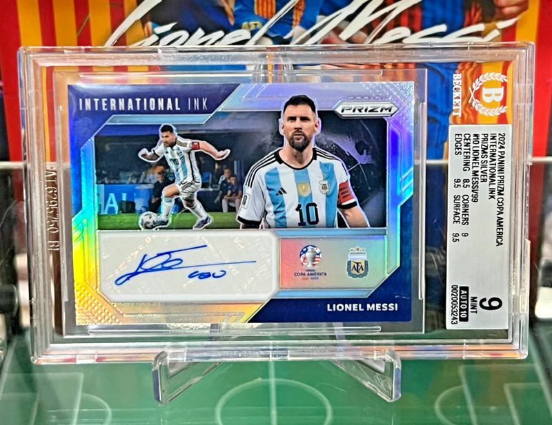 2024 Prizm Copa America Lionel Messi International Ink Silver /99 BGS 9 Auto 10