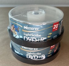 2 Memorex Brand NEW SEALED LightScribe DVD R 20Pk 4.7 GB 16x 120 Min Recordable