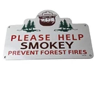 Vintage Forest Service Sign - Smokey Bear Hiking Wilderness Gas Porcelain Sign