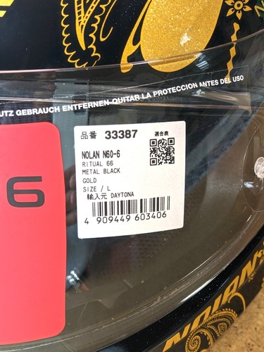 NOLAN N60-6 RITUAL Full Face Helmet Size L Gold Inner Visor Pinlock Japan Unused - Picture 5 of 5