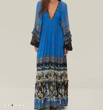 Farm Rio Blue Anika Tiles Maxi Dress S