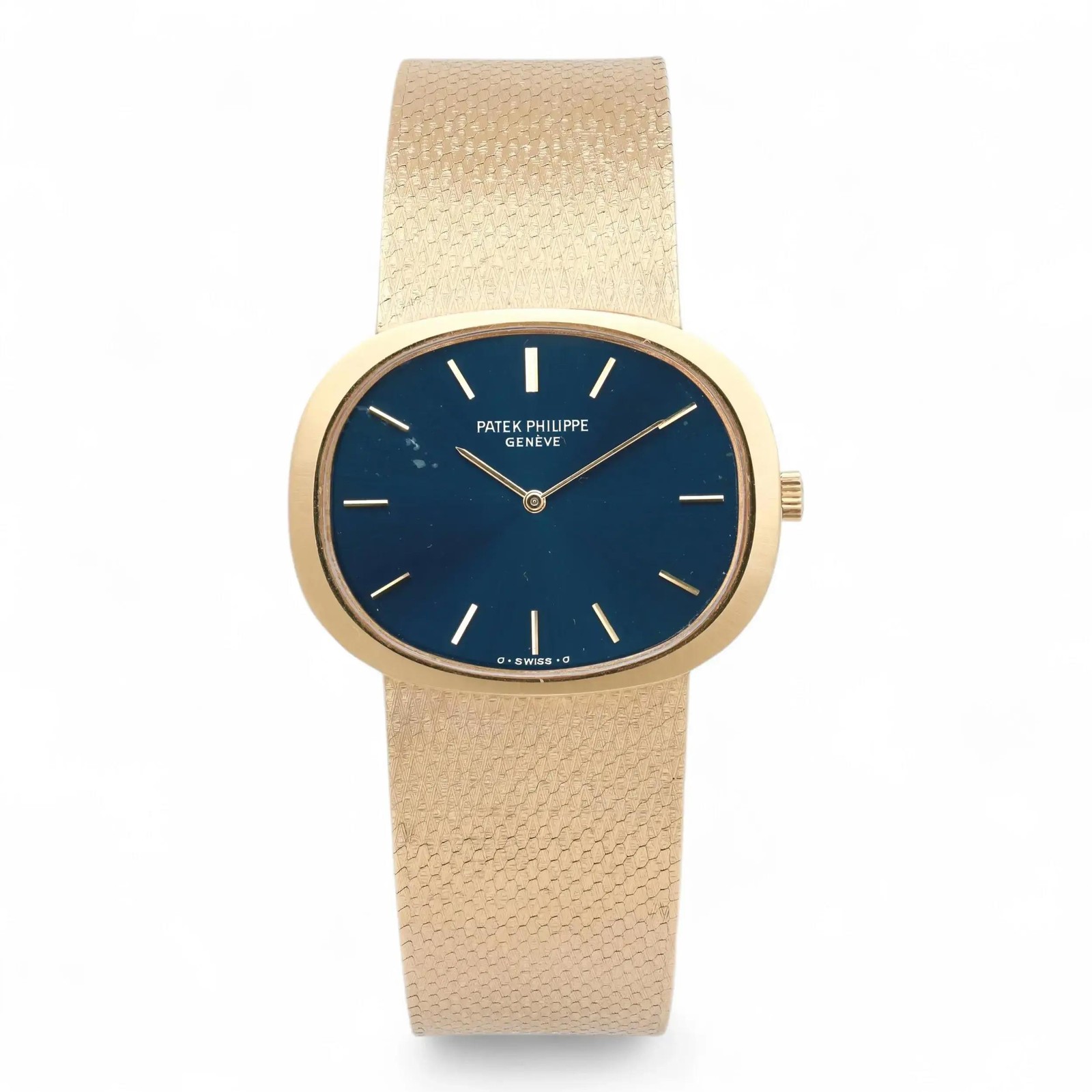 Patek Philippe Ellipse 18k Yellow Gold Blue Dial Manual Wind Watch 3583