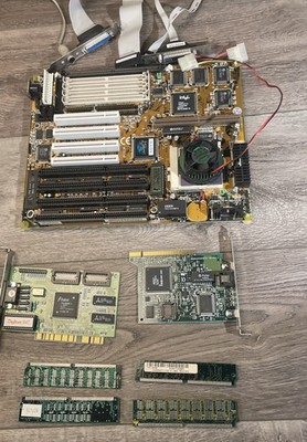 Vintage Soyo SY-5VA Motherboard Bundle Socket 7 Intel Pentium CPU Trident PCI