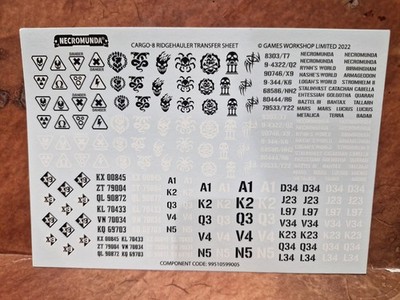 Warhammer 40k Transfer/ Decals Bogen. Necromunda Fahrzeuge 82