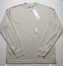 New UNIQLO U Airism Khaki Cotton Poly T-Shirt Long Sleeve Size S