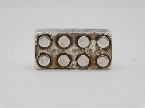 VINTAGE ONE OZT COLLECTABLE FINE 999. PURE SILVER LEGO BAR
