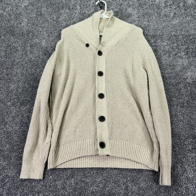 Dockers Sweater Mens Large Beige Knit Button Front Shawl Collar Cardigan Casual