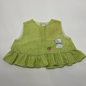 Vintage Green and White Gingham Baby Dress with Poodle Applique MCM Size 3M