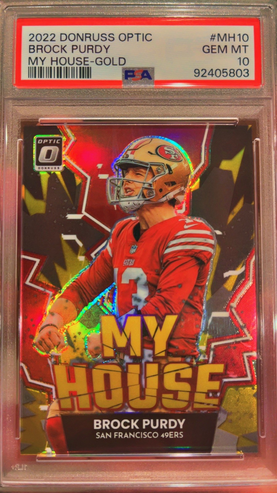 2022 Optic SF 49ers BROCK PURDY My House RC/Rookie Gold /10 PSA 10