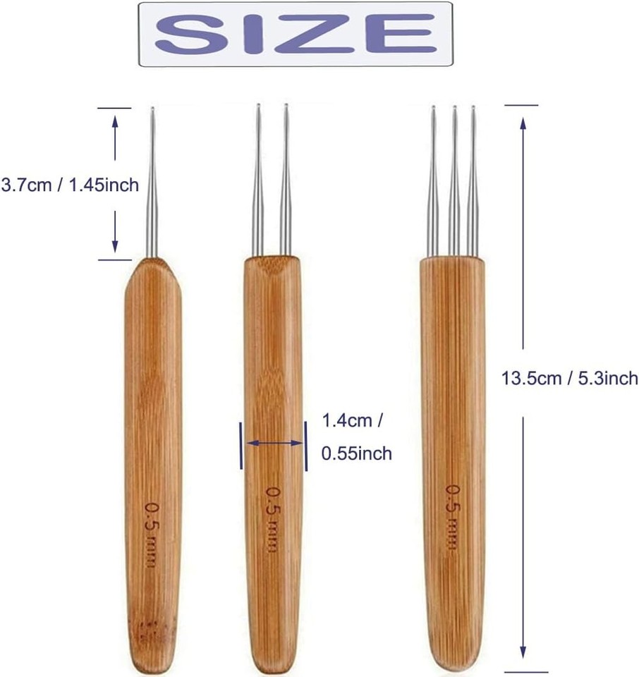 Dreadlock Crochet Hook Needle Tool Set for Hair Braiding Craft 0.5mm 1 ...