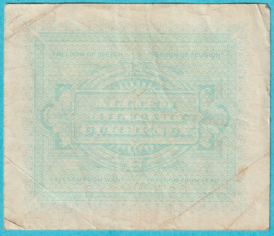 WWII Allied Military Currency- Italy- 10 Lire Note- 1943 - P-M10b A07440031B - Image 2 of 2