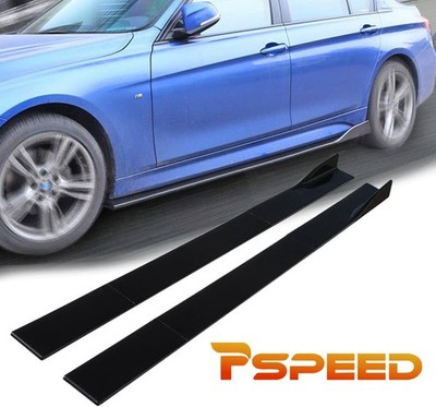 1 Set Glossy Black Universal Sedan Side Skirt Extension Splitter Rocker Panel