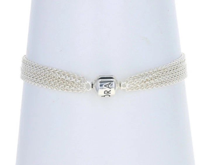 Authentic Pandora Multi Strand Sterling Silver One Clip Station Bracelet 8.5” - Image 2 of 4