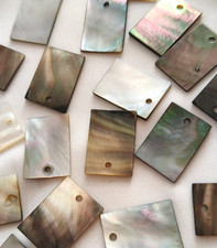 14x20mm Black Mother of Pearl Rectangle Shell Single Hole Natural Nacre Pendant