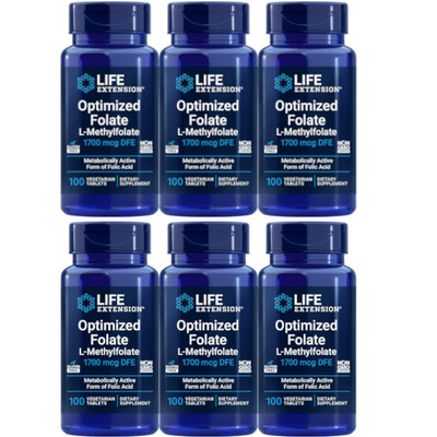 Optimized Folate L-Methylfolate (1700 mcg DFE) 100 tabs Each (Pack of 6)