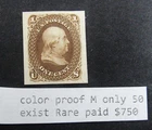 nystamps US Stamp # 63 Color Proof Mint Only 50 Exist Rare Paid $750   A17x3758