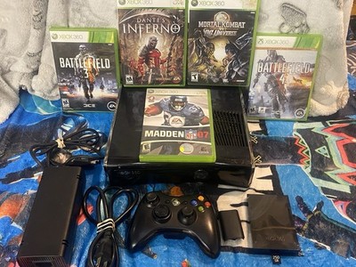 Microsoft Xbox 360 S (slim) 250GB Game Console Black Bundle With Games - Tested!