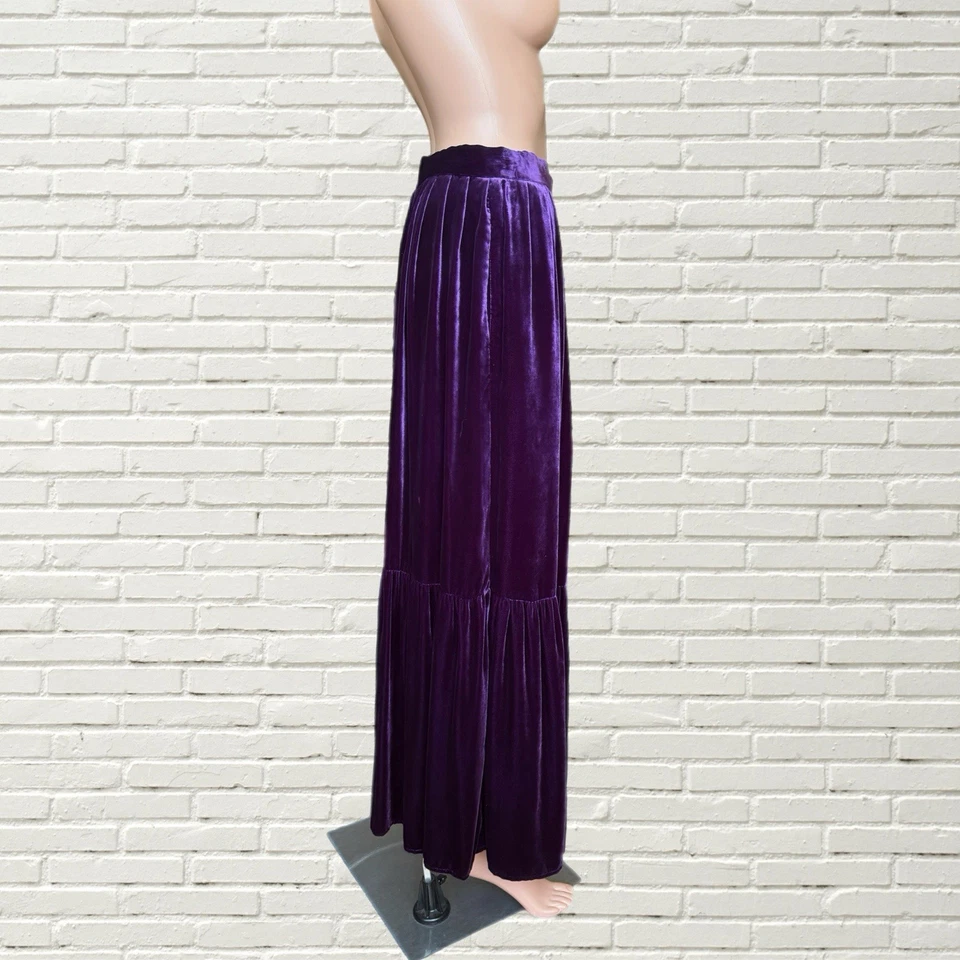 Vintage 70s Ralph Lauren Maxi Skirt - Purple Velvet Ruffle Hem - RARE SAMPLE - Image 3 of 4