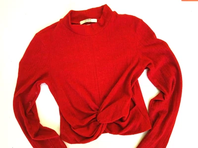 Pull léger court Pull & Bear S 36 rouge (mesures) - Photo 1/4
