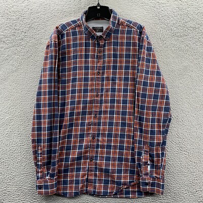 JACK AND JONES Shirt Mens XL Button Up Plaid Long Sleeve Extra Large Blue*