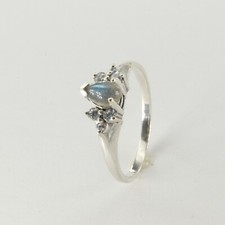 Size 4, 5, 6, 7, 8, 9 LABRADORITE Ring with 6 CZs - 925 STERLING SILVER 1e