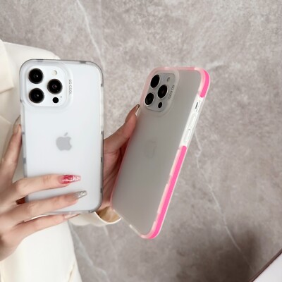 For iPhone 16 Pro Max 15 14 13 12 11 Frosted Colour Frame Shockproof Phone Case