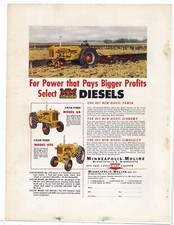 1956 Minneapolis Moline Ad: GB and UTS Diesel Tractors Pictured