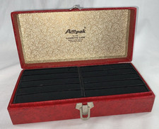 Vintage Ampak 1102 Cassette Case Storage Box Red Latches Holds 10 Cassettes