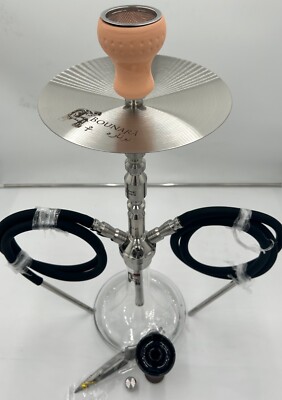 Hookah Shisha Heavy Duty Stainless Steel Complete Set, shared two hoses 24'' tall