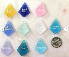 Diamond Puffed Pendant Bead, Sea Glass Finish, YOU PICK COLOR, 2 Pieces