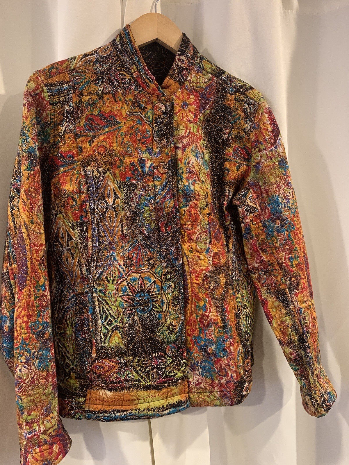 Women's Button Down Gold Splatter Quilted Lined C… - image 2