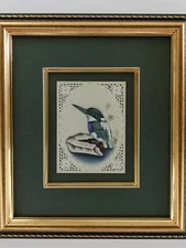 Hand Painted King Fisher, Fine Bird Miniature Painting India Art Synthetic Ivory
