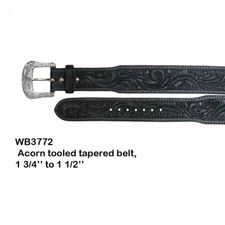 Ranger Belt Co WB3772 Western Acorn Tooled Tapered Dark Brown Leather Size 42